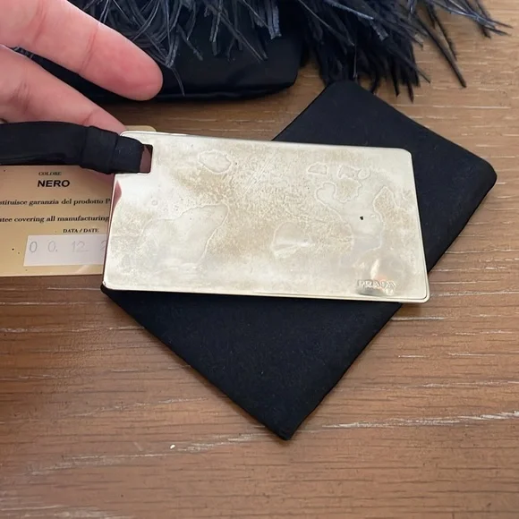 PRADA Piume Feather Satin Black Ostrich bag w/ auth card, rare/collectible - Picture 11 of 12